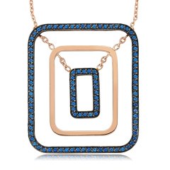 Safirli Rectangle Kolye