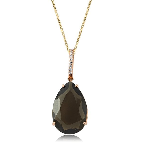 Pırlantalı Quartz Damla Kolye