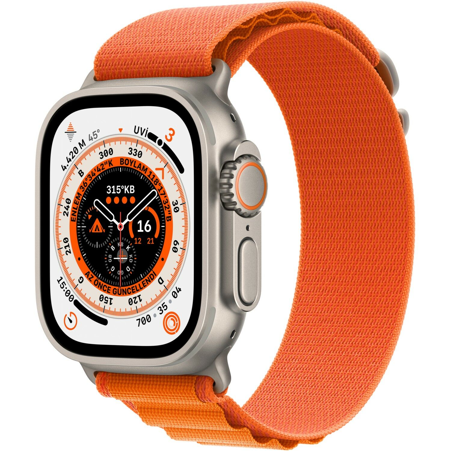 Apple Watch Ultra Gps + Cellular, 49MM Titanium Case With Orange Alpine Loop- small MNHH3TU/A