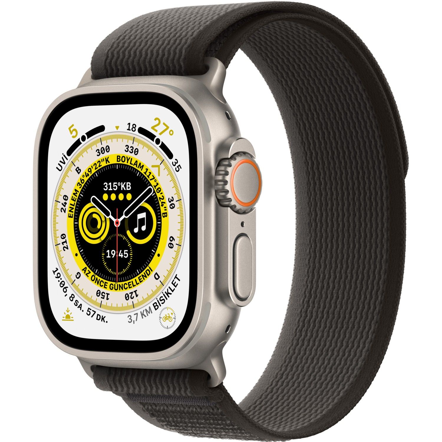 Apple Watch Ultra Gps + Cellular, 49MM Titanium Case With Black/gray Trail Loop - s/m MQFW3TU/A