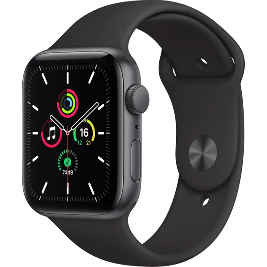 Apple Watch SE 44mm GPS Space Gray Alüminyum Kasa ve Siyah Spor Kordon MYDT2TU/A