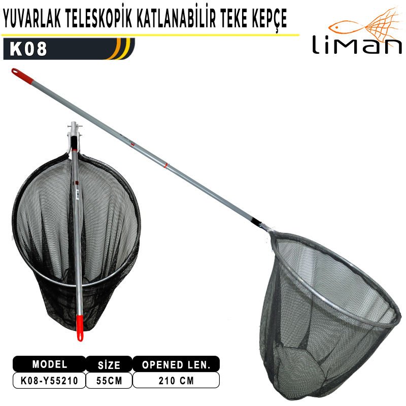 Liman Yuvarlak Katlanır Teleskopik Teke Kepçe 55 x 210 Cm K-08