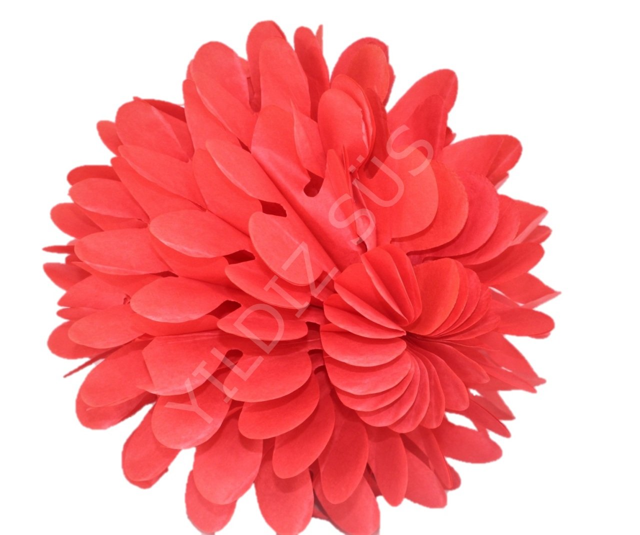 25 CM KIRMIZI KAĞIT ÇİÇEK TOP SÜS