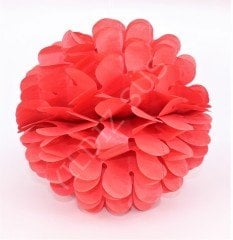 25 CM KIRMIZI KAĞIT ÇİÇEK TOP SÜS