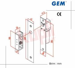 GEM Gianni Elektrikli Kapı Sürgüsü - Gömme Tip - Fail Safe - EB 200NLW