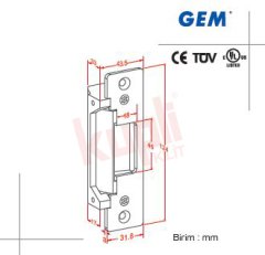 GEM Gianni Elektrikli Kilit Karşılığı - Standart Tip - Fail Safe/Secure - GK 300