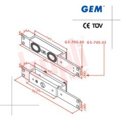 GEM Gianni Manyetik Mekanik Kilit (ShearMagnet) - Gömme Tip - Fail Safe - GS 705-35