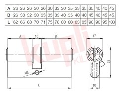 Kale 62 mm Standart Silindir Çelik Pimli 26+10+26 - 164GNC