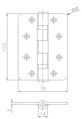 102 mm Sabit Milli Oval Menteşe