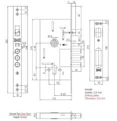 Kale Monoblok Otomatik Kilitlemeli Çelik Kapı Kilidi - 60 mm - 252RA