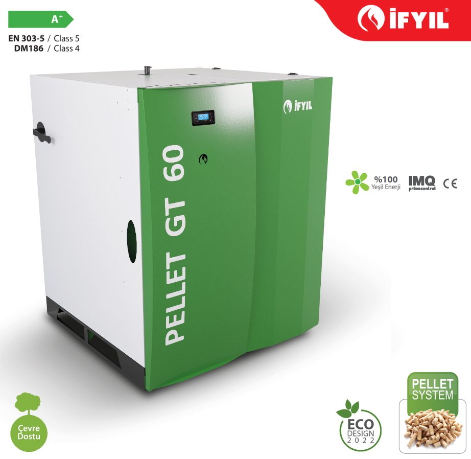 İfyıl Pellet Gt 60 Plus Pellet Yakıtlı Kalörifer Kazanı