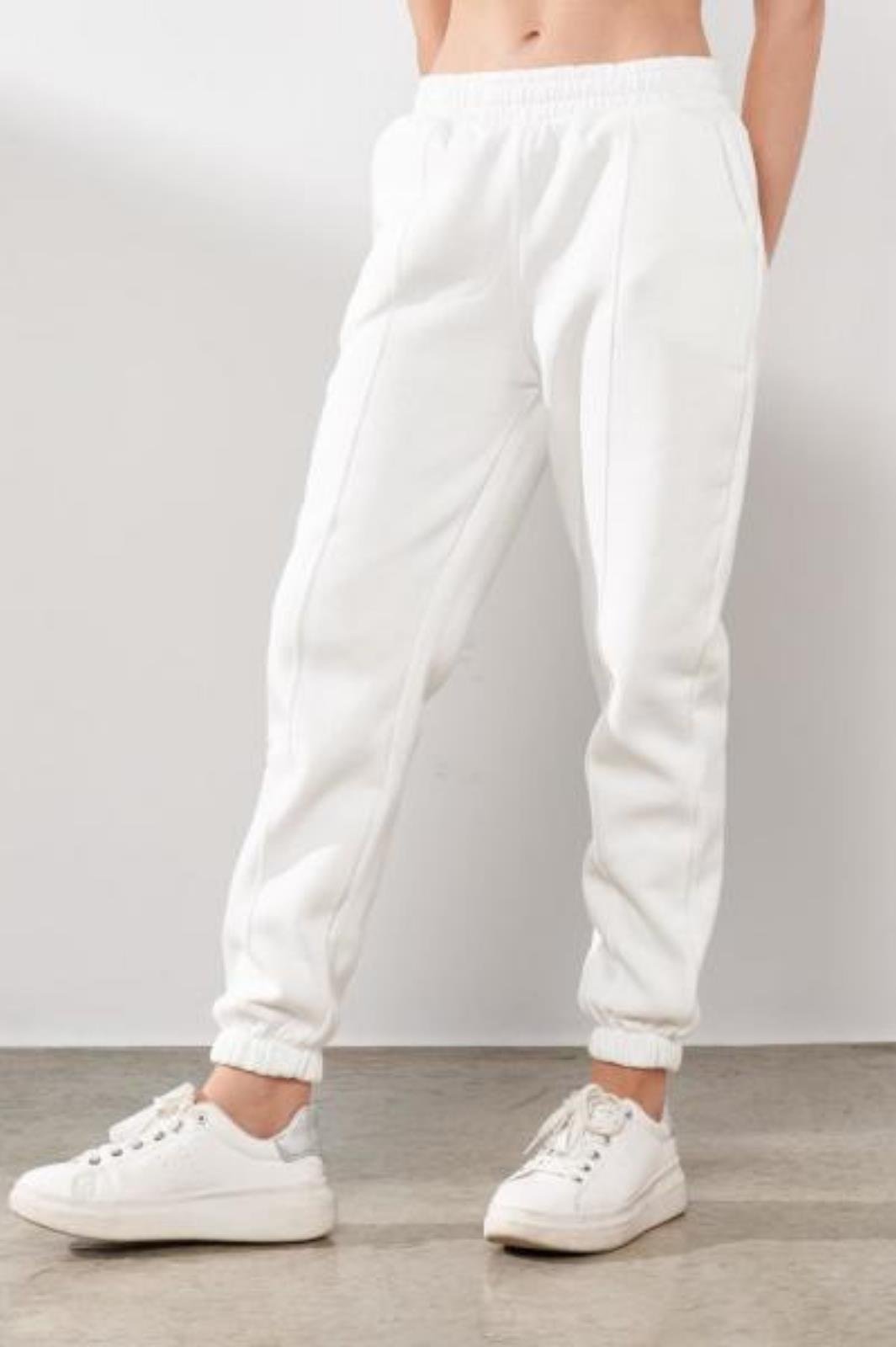 Perfect Önden Dikişli Cepli Ekru Jogger