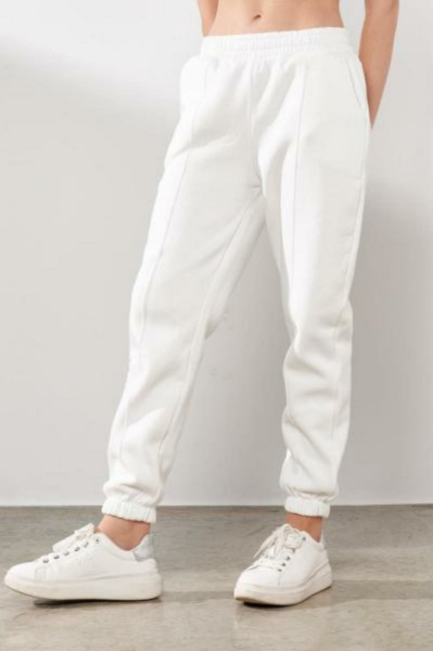 Perfect Önden Dikişli Cepli Ekru Jogger