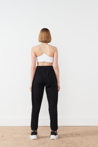 Duru Önden Dikişli Beli Lastikli Cepli Siyah Jogger