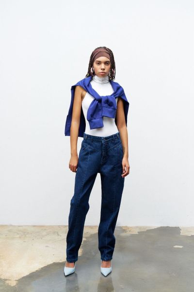 Lacivert nervür Dikişli %100 Cotton Denim Pantolon