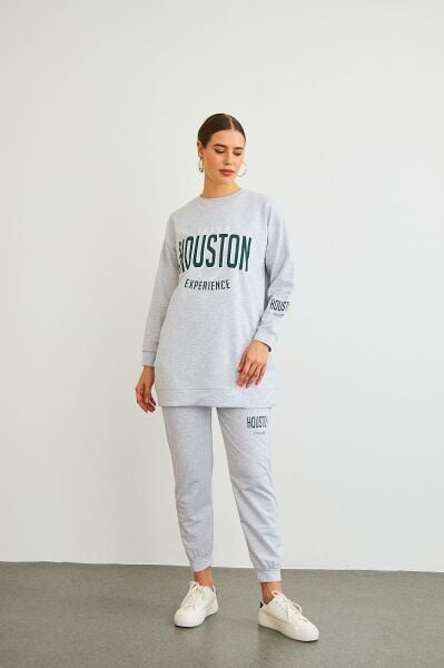 Houston Pamuklu Oversize Gri Alt Üst Takım