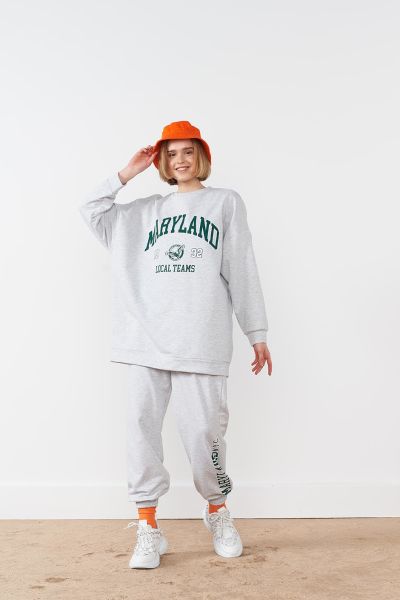 Maryland Pamuklu Oversize Gri Takım