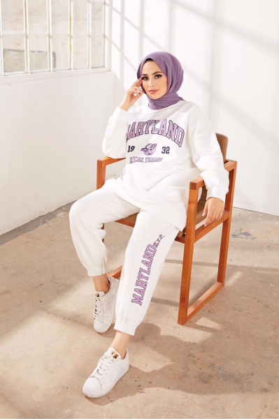 Maryland Pamuklu Oversize Ekru Takım