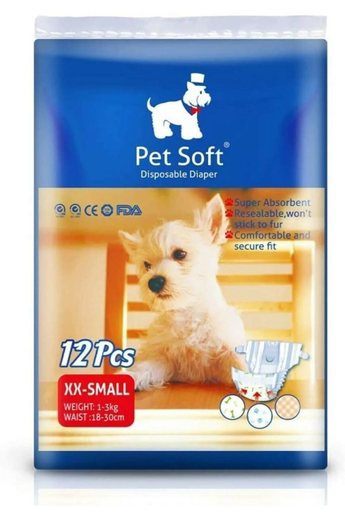 Pet Soft Köpek Için Alt Tuvalet Bezi Xxs 12'Li