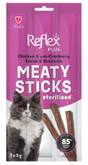 RFT-015 Reflex Cat Stick Plus Tavuklu ve Kızılcıklı Etli Kısırlaştırılmış Kedi Ödül Çubuğu 3x5G