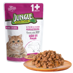 Jungle Kısır Kedi Biftekli 24 Adet 100 g Pouch