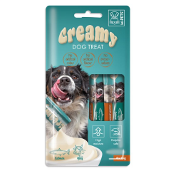 *19039299 M-PETS KÖPEK ÖDÜLÜ CREAMY SOMON BALIKLI BİFTEKLİ 4X15GR