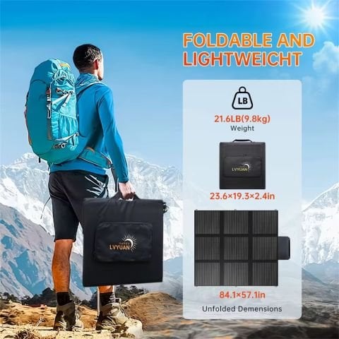 Katlanabilir GÜNEŞ PANELI  200W taşınabilir yüksek verimli su geçirmez açık kamp ve acil