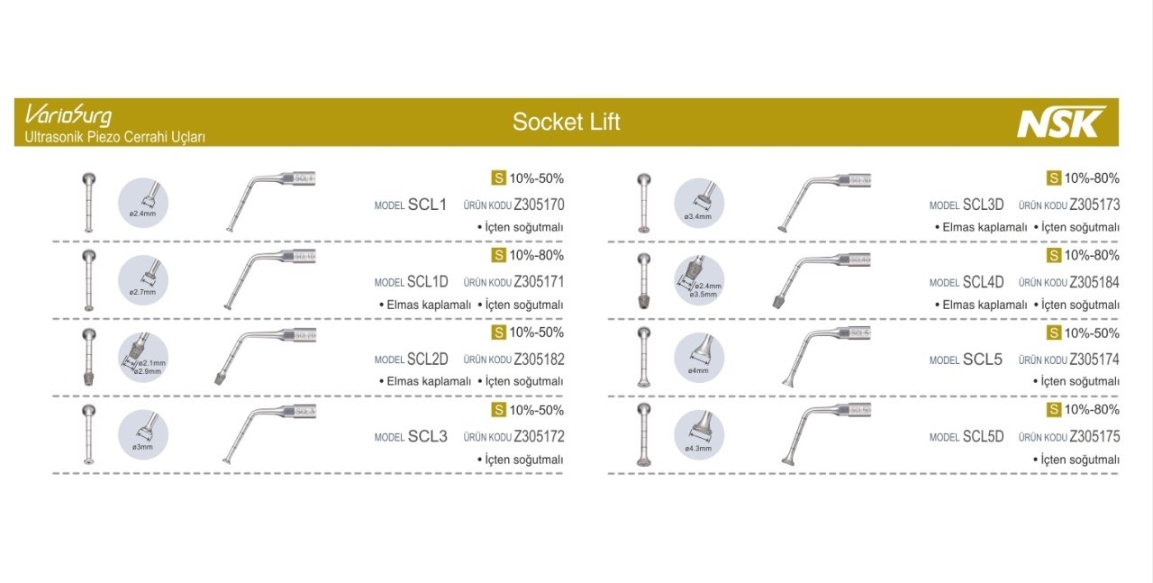 Piezo Cerrahi Socket Lift Uçları