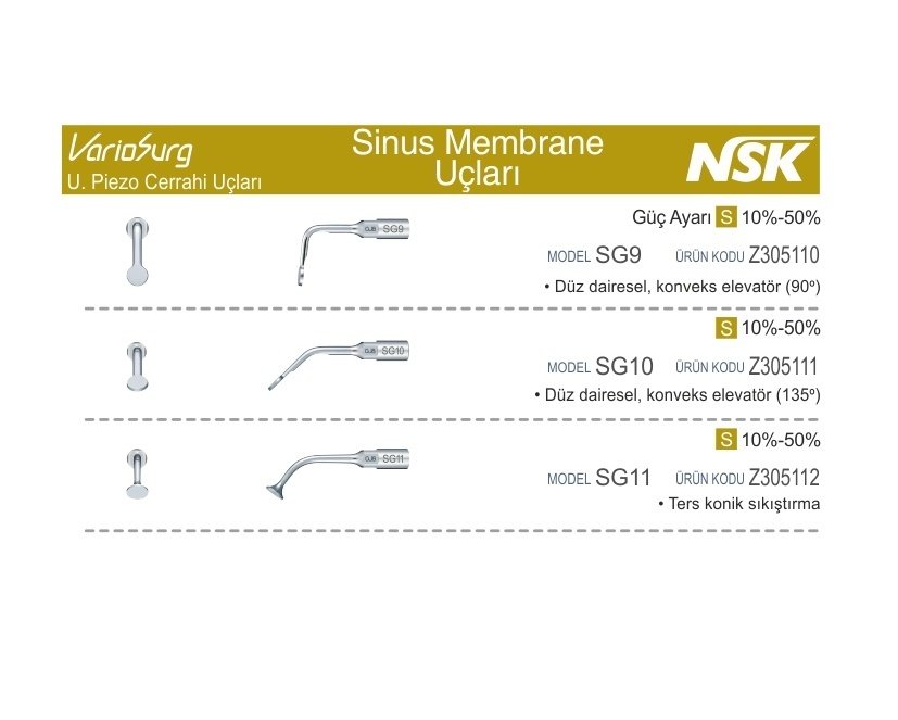 Piezo Cerrahi Sinüs Membrane Uçları