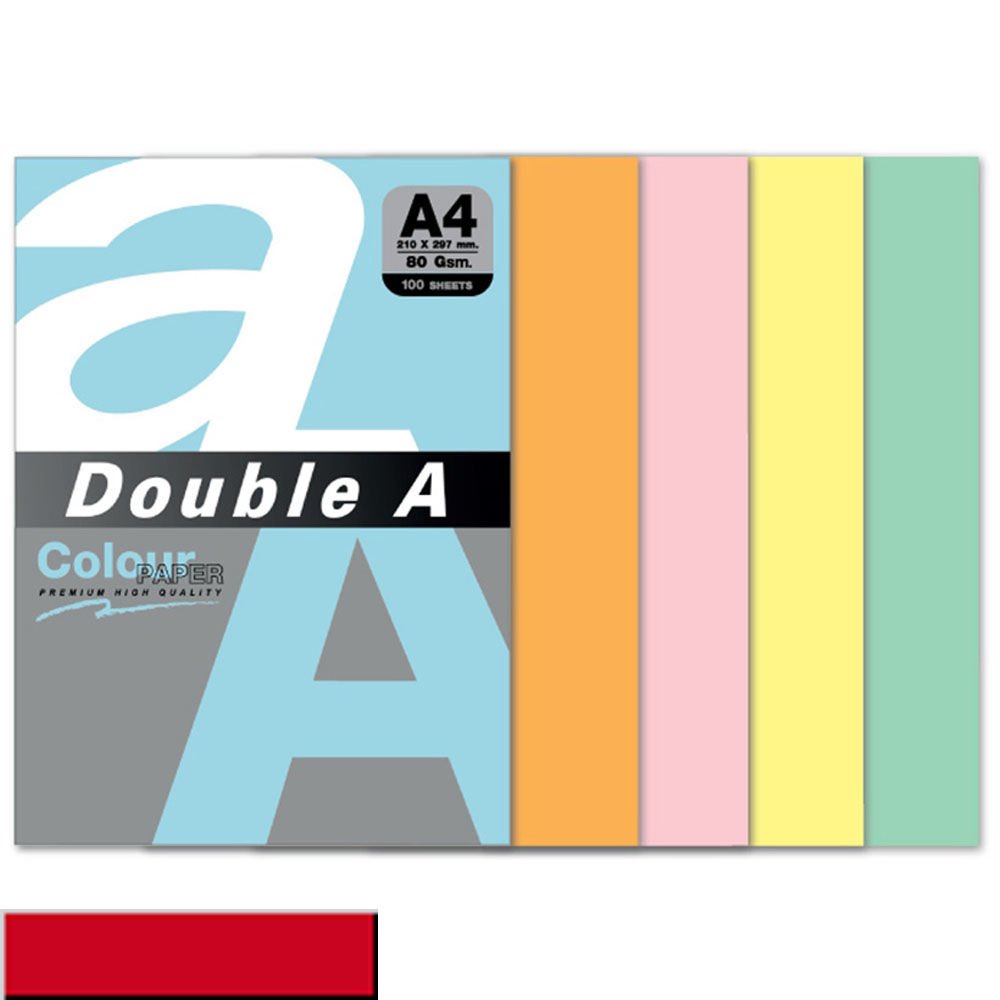 Double A Renkli Fotokopi Kağıdı 100 LÜ A4 80 GR Kırmızı