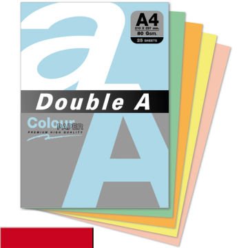 Double A Renkli Fotokopi Kağıdı 25 Lİ A4 80 GR Kırmızı