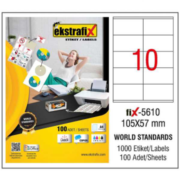 Ekstrafix Laser Etiket 105x57 Laser-Copy-Inkjet Fİx-5610