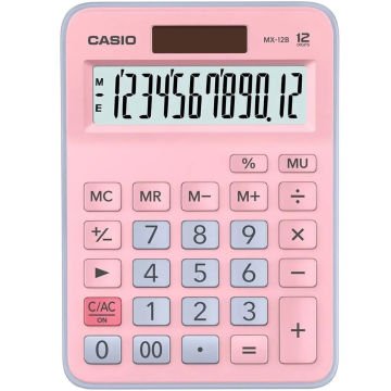 Casio Hesap Makinesi Masa Üstü 12 Hane Açık Pembe+Açık Mavi l MX-12B-PKLB