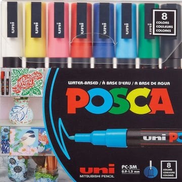 Uni-Ball Posca 0.9-1.3 Su Bazlı Poster Markörü Ana Renk 8 Li