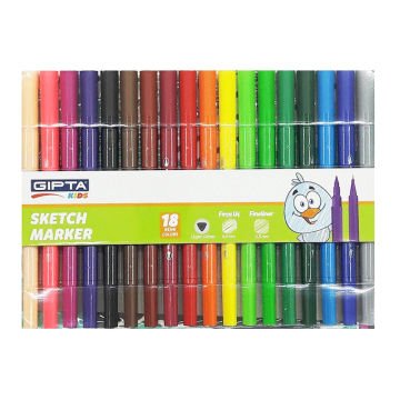 Gıpta Sketch Marker Fırça Uç+Fineliner Pvc Çantalı 18 Renk K4252