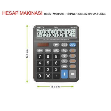 Gıpta Hesap Makinesi 12 Hane 120 İslem Hafıza Fonks F3050