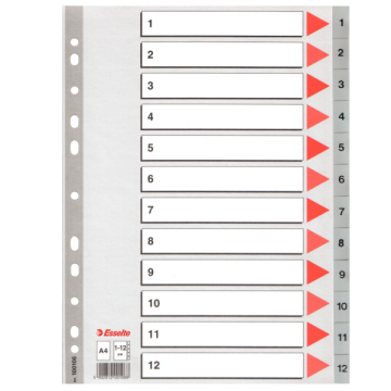 Esselte Seperatör 1-12 Rakamlı Plastik A4 100106