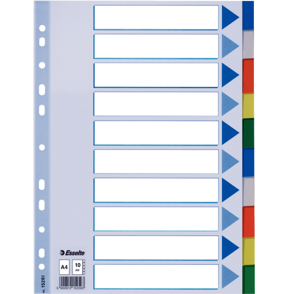Esselte Seperatör 10 Renkli Plastik A4 15261