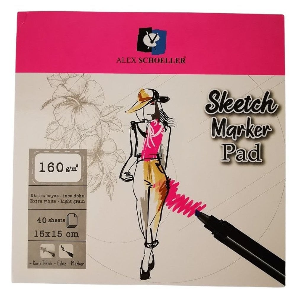 Alex Schoeller Sketch Marker Pad 15x15 160 GR 40 Lı ALX:899