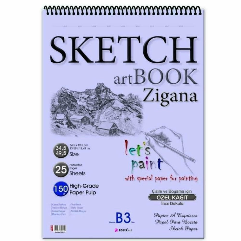 Folix Art Sketchbook Spiralli Bloknot 1.Hamur 34,5x49 Cm 25 YP