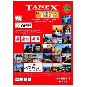 Tanex Laser Etiket 100 YP 210x297 Laser-Copy-Inkjet Fos.Turuncu TW-2000