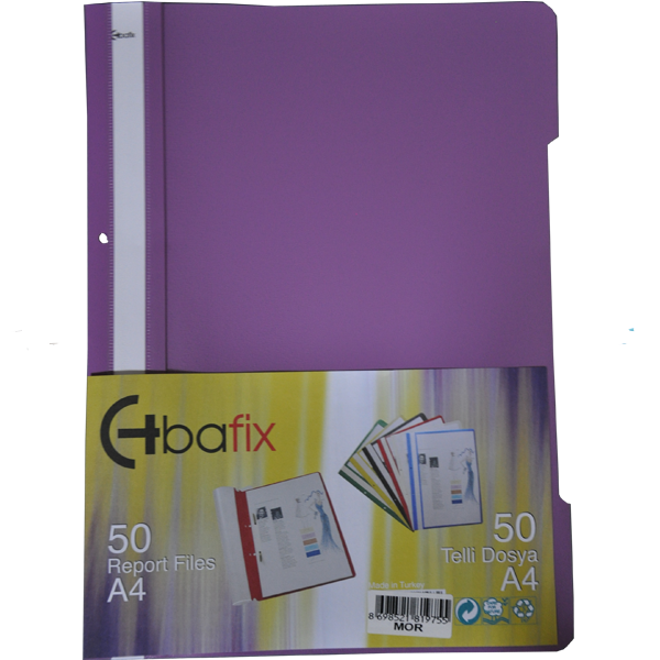 Bafix Telli Dosya Plastik XL Mor A4