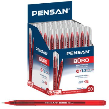 Pensan Tükenmez Kalem Büro 1.0 MM Kırmızı 50 Li 2270