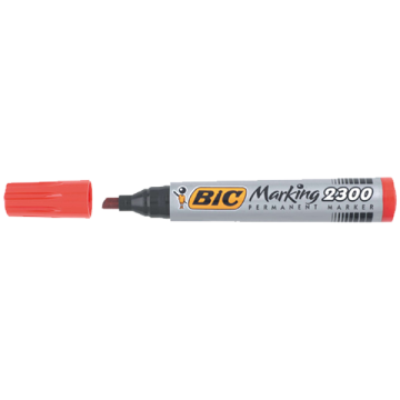 Bic Markör Permanent Kesik Uçlu Kırmızı 2300 03