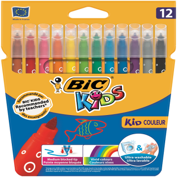 Bic Keçeli Boya Kalemi Kids Couleur Yıkanabilir 12 Renk 920293