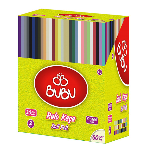 Bu-Bu Keçe Rulo 30 Renk 60 LI Stand 50x100 Cm BUBU-KES001