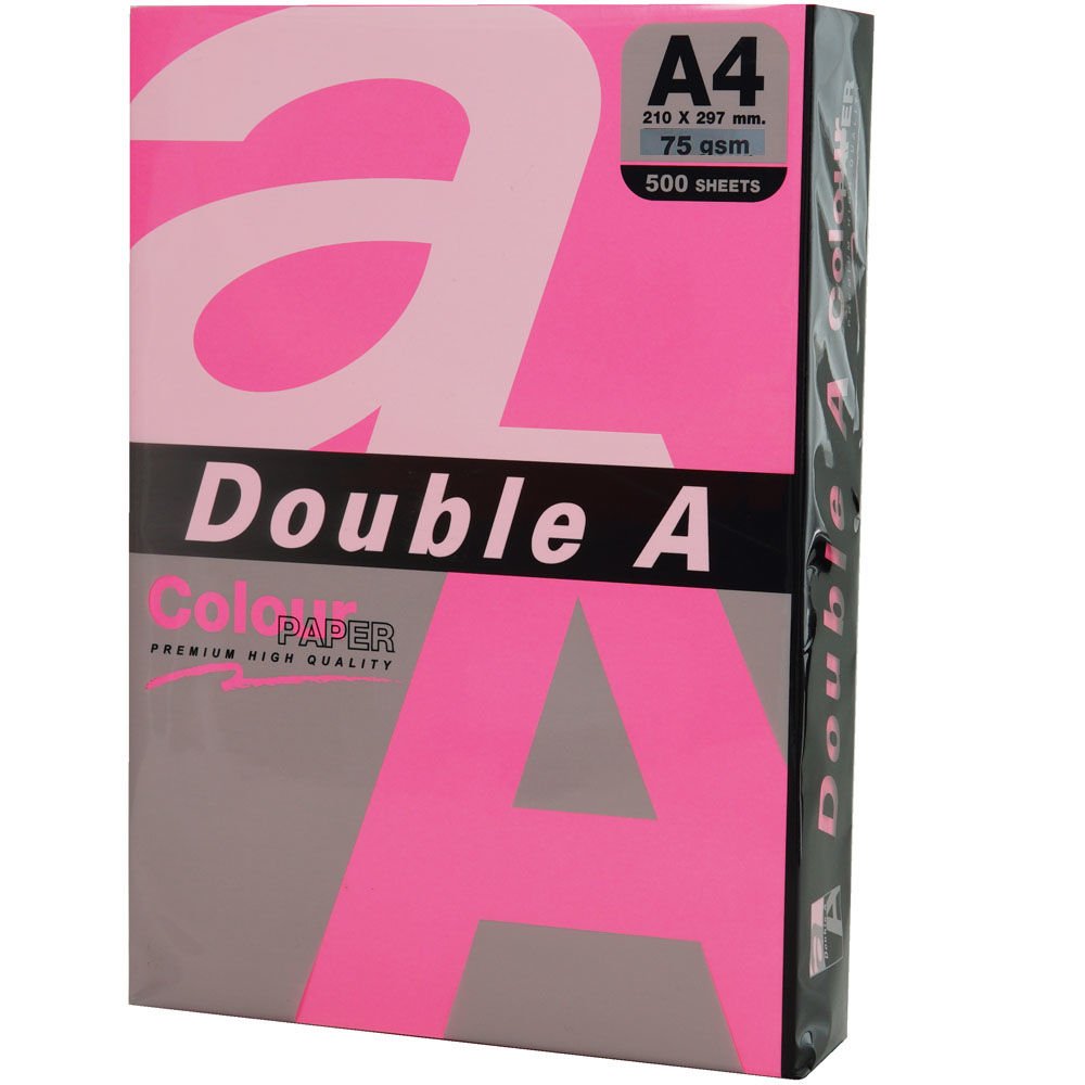 Double A Renkli Fotokopi Kağıdı  500 LÜ A4 75 GR Fosforlu Pembe