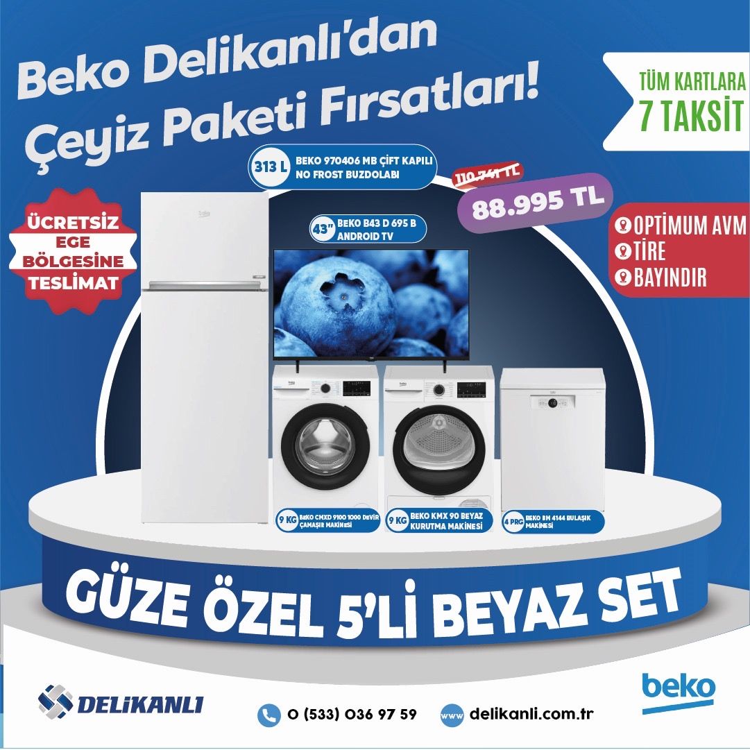 Beko Güze Özel  5'li Beyaz Çeyiz Seti