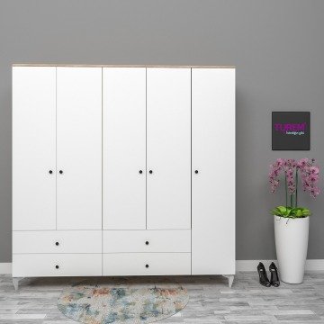 5 Kapılı Oval Kulplu Gardırop