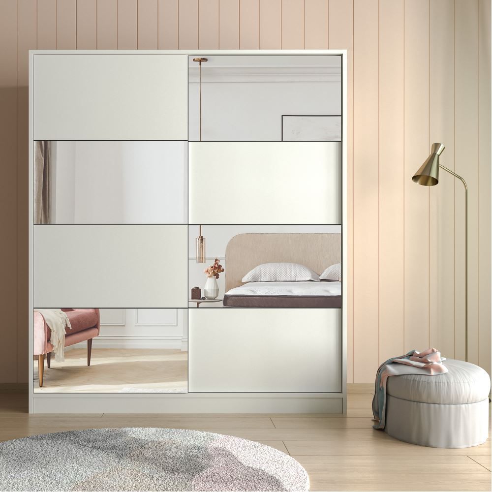 Roma Sürgülü Aynalı Gardırop 140x200x55 - Mdf